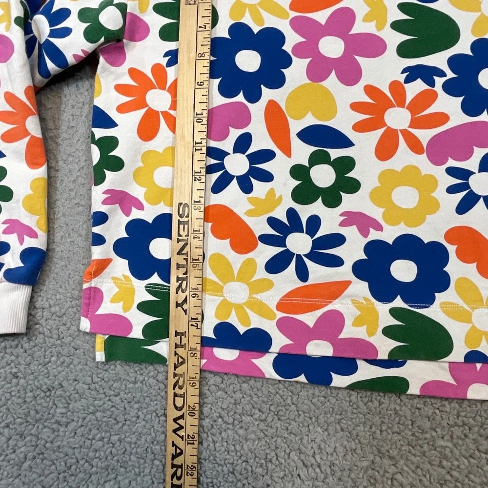 Hanna Andersson Sweatshirt Kids Size 10 White Floral Excellent Multi-Color Retro